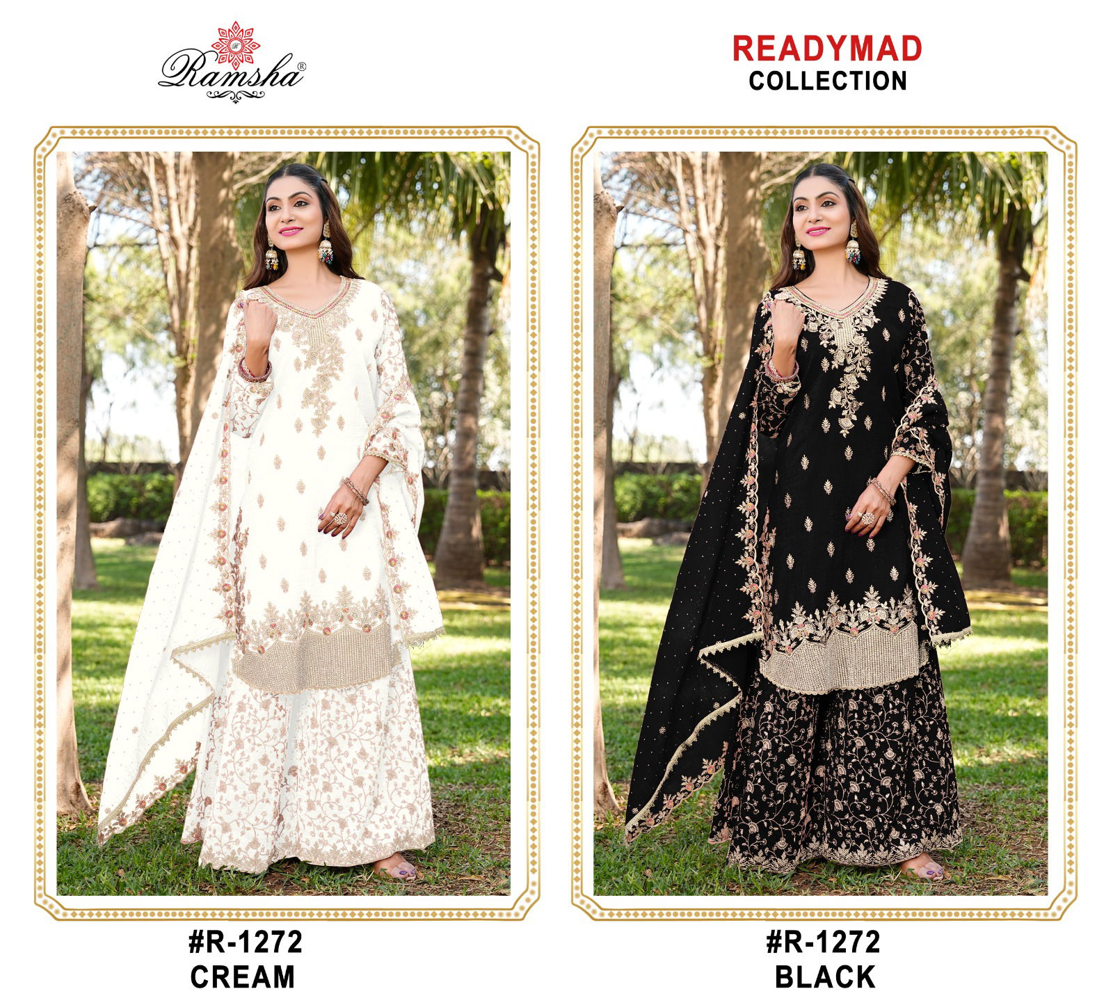 R 1272 Nx By Ramsha Crunchy Pakistani Readymade Suits Exporters In India